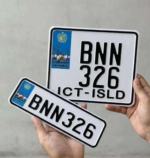 Islamabad New Style Replica Upper side Embossed Number Plates For Bike - Blue