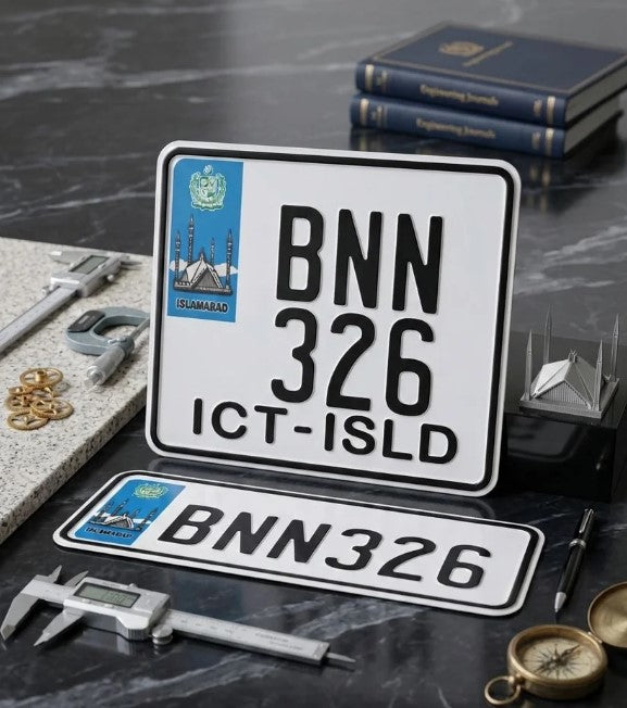 Islamabad New Style Replica Upper side Embossed Number Plates For Bike - Blue